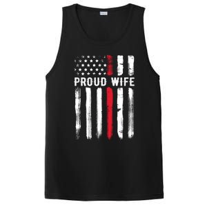 Proud Wife Firefighter Husband Thin Red Line American Flag Gift PosiCharge Competitor Tank