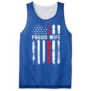 Proud Wife Firefighter Husband Thin Red Line American Flag Gift Mesh Reversible Basketball Jersey Tank