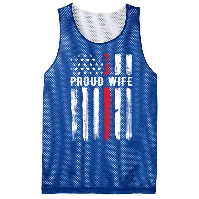 Proud Wife Firefighter Husband Thin Red Line American Flag Gift Mesh Reversible Basketball Jersey Tank