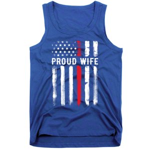 Proud Wife Firefighter Husband Thin Red Line American Flag Gift Tank Top