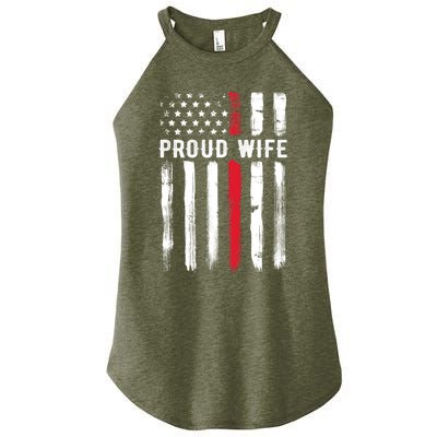 Proud Wife Firefighter Husband Thin Red Line American Flag Gift Women’s Perfect Tri Rocker Tank