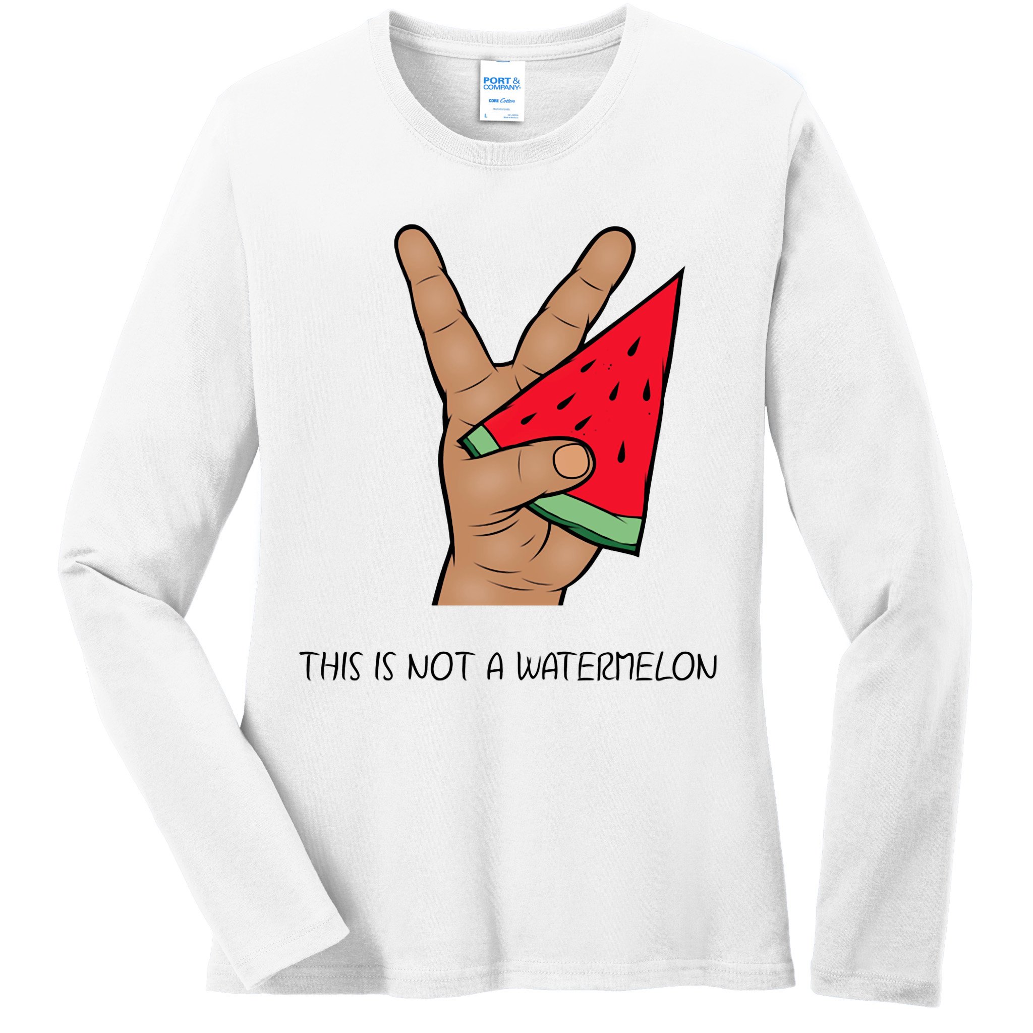 Palestine Watermelon Flag Support Gaza & Freedom! Ladies Long Sleeve Shirt
