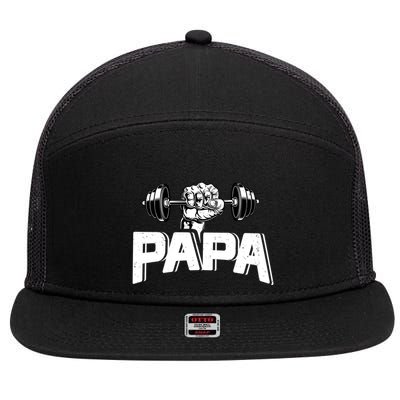Papa Weightlifting FatherS Day Fitness Dad Meaningful Gift 7 Panel Mesh Trucker Snapback Hat