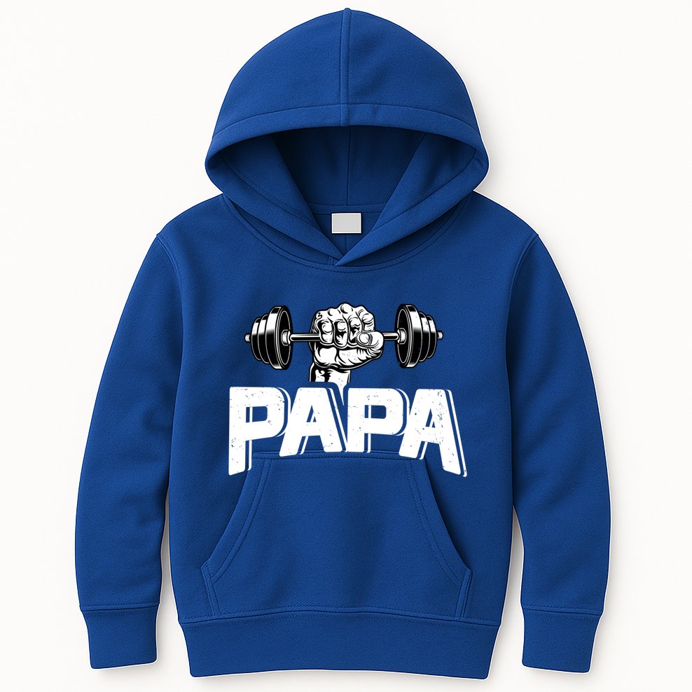 Papa Weightlifting FatherS Day Fitness Dad Meaningful Gift Kids Hoodie