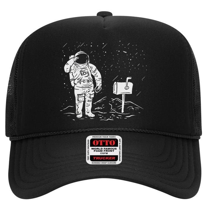 Postal Worker Funny For Delivery Mailman Astronaut High Crown Mesh Back Trucker Hat