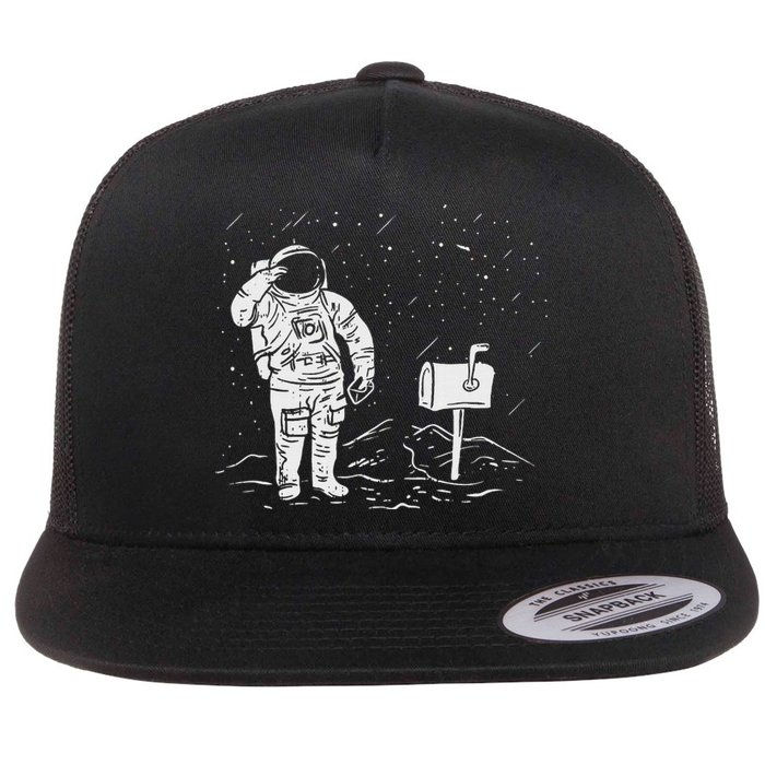 Postal Worker Funny For Delivery Mailman Astronaut Flat Bill Trucker Hat