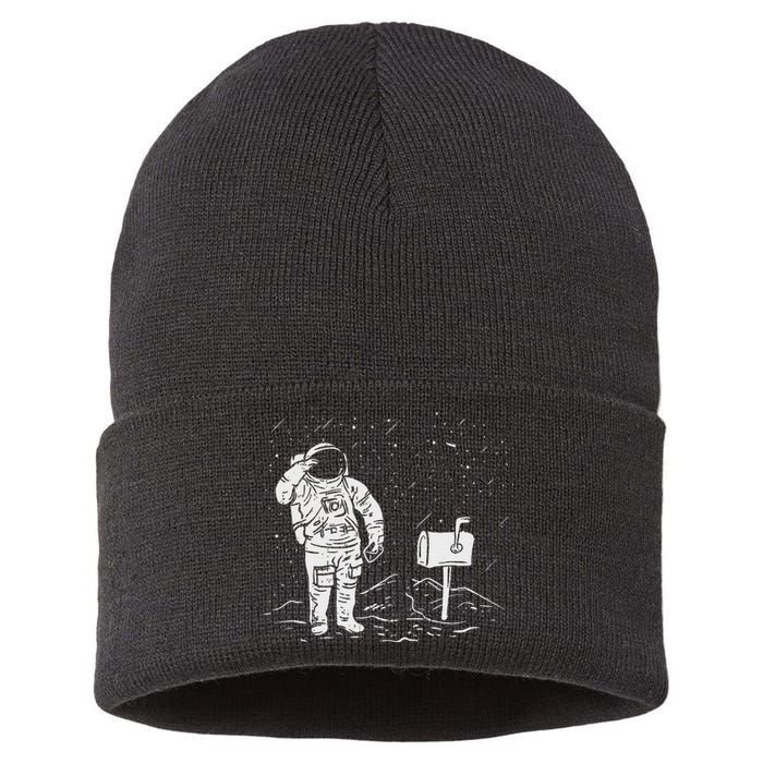 Postal Worker Funny For Delivery Mailman Astronaut Sustainable Knit Beanie