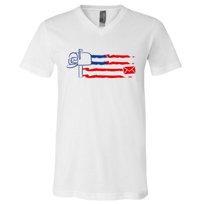 Postal Worker Funny For Delivery Mailman Postman Usa V-Neck T-Shirt