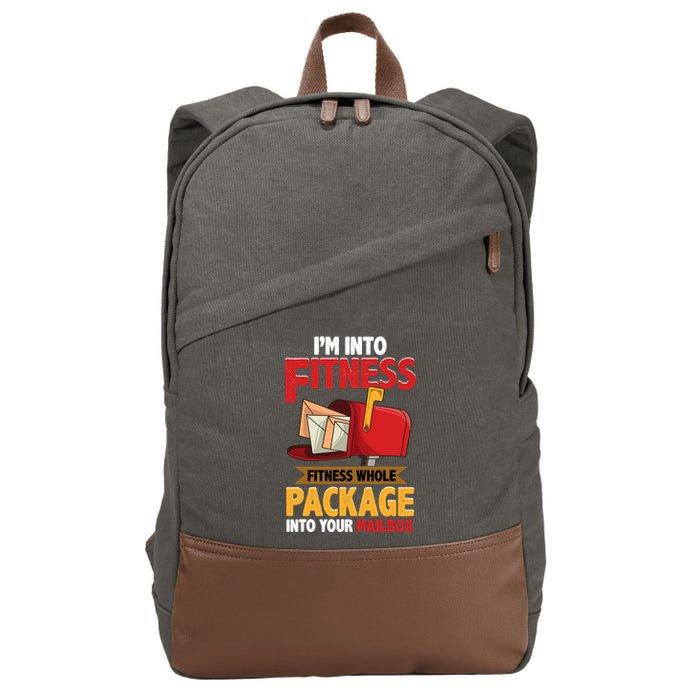 Postal Worker Funny Mailman Postman IM Into Fitness Cotton Canvas Backpack