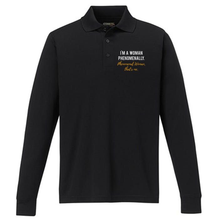 Phenomenal Womam Feminist Performance Long Sleeve Polo