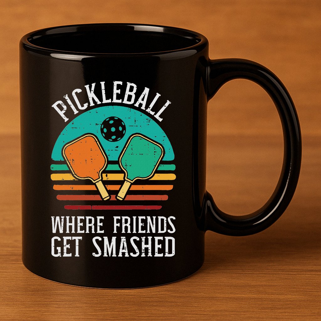 Pickleball Where Friends Get Smashed Pickle Ball Women 11oz C Handle Ceramic Mug