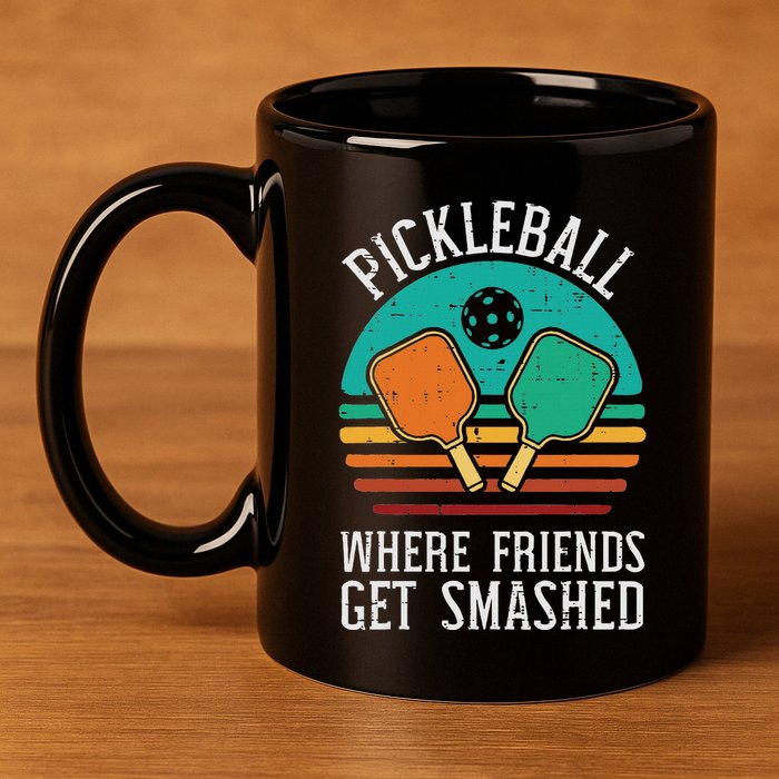 Pickleball Where Friends Get Smashed Pickle Ball Women 11oz C Handle Ceramic Mug