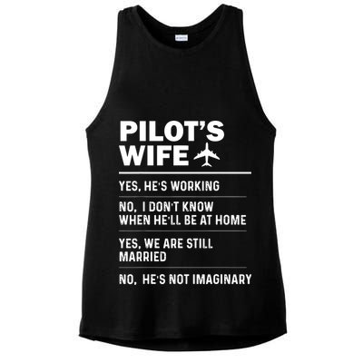 Pilots Wife Funny Aviation Airline Pilot Husband Aviator Ladies PosiCharge Tri-Blend Wicking Tank