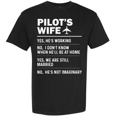 Pilots Wife Funny Aviation Airline Pilot Husband Aviator Garment-Dyed Heavyweight T-Shirt