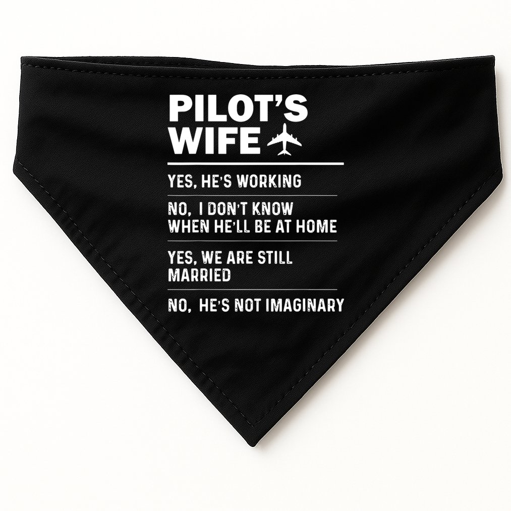 Pilots Wife Funny Aviation Airline Pilot Husband Aviator USA-Made Doggie Bandana