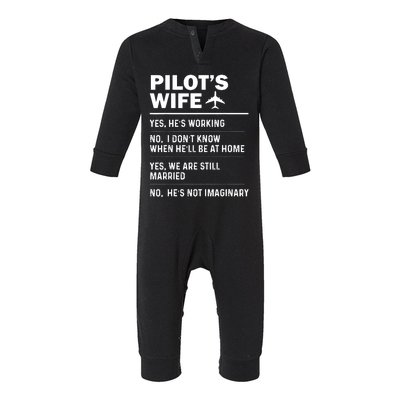 Pilots Wife Funny Aviation Airline Pilot Husband Aviator Infant Fleece One Piece