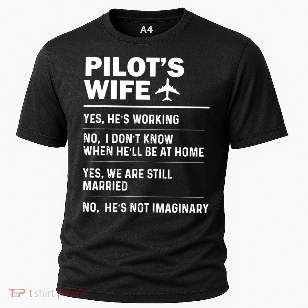 Pilots Wife Funny Aviation Airline Pilot Husband Aviator Performance Shirt