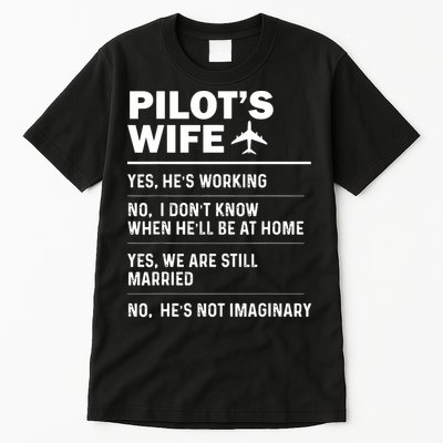 Pilots Wife Funny Aviation Airline Pilot Husband Aviator Tall T-Shirt