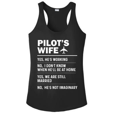 Pilots Wife Funny Aviation Airline Pilot Husband Aviator Ladies PosiCharge Competitor Racerback Tank