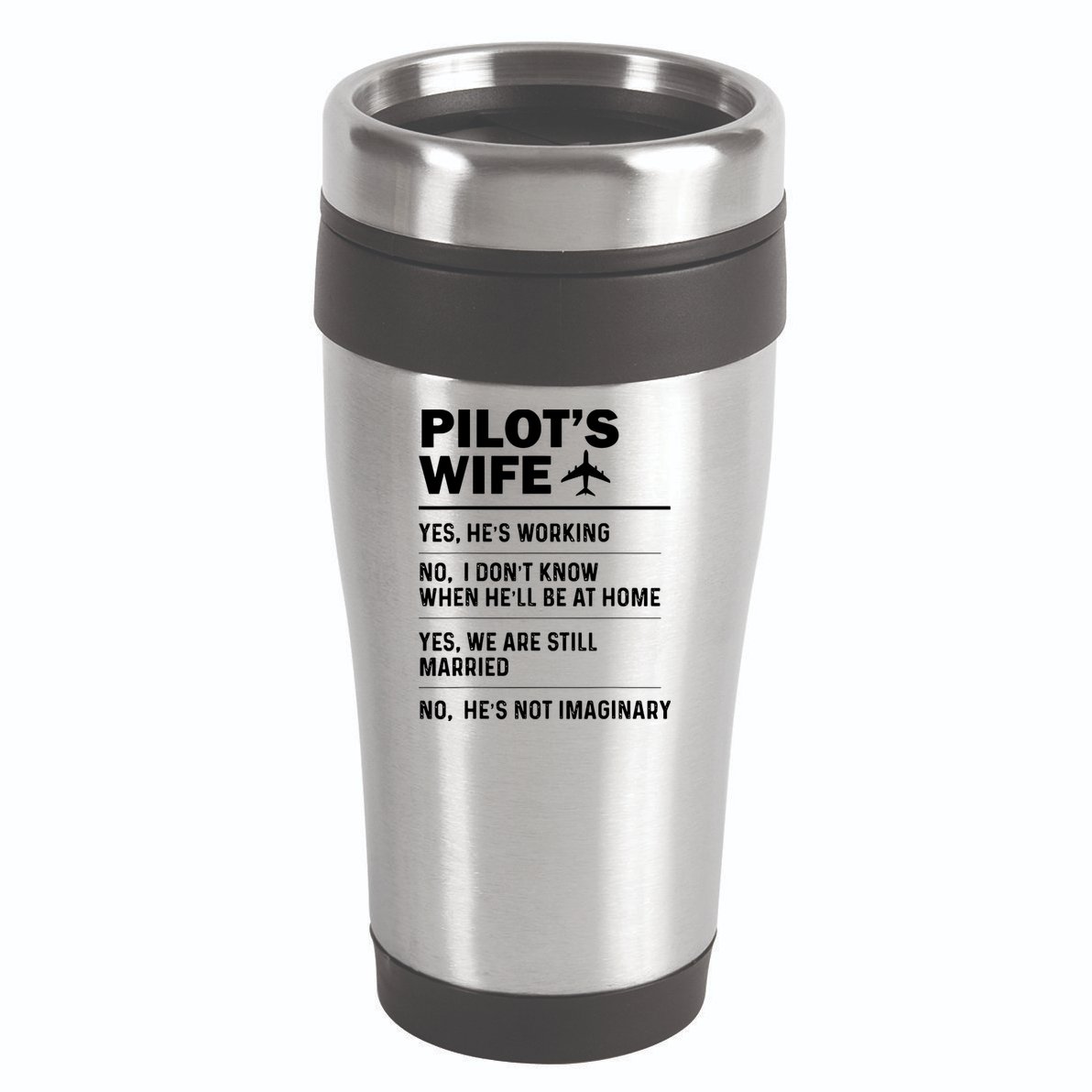Pilots Wife Funny Aviation Airline Pilot Husband Aviator 16oz Travel Tumbler