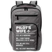 Pilots Wife Funny Aviation Airline Pilot Husband Aviator Impact Tech Backpack