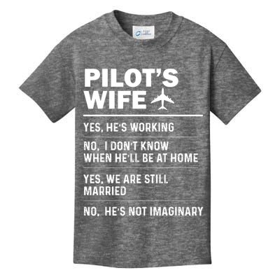 Pilots Wife Funny Aviation Airline Pilot Husband Aviator Kids T-Shirt