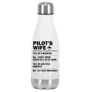 Pilots Wife Funny Aviation Airline Pilot Husband Aviator Stainless Steel Insulated Water Bottle