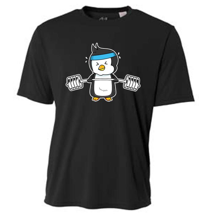 Penguin Weightlifting Funny Penguin Lovers Weightlifter Gym Premium Cooling Performance Crew T-Shirt