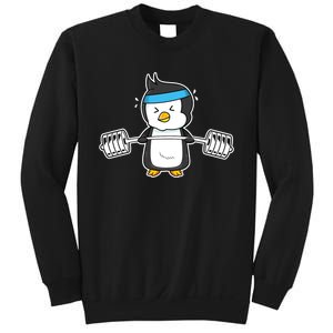 Penguin Weightlifting Funny Penguin Lovers Weightlifter Gym Premium Sweatshirt