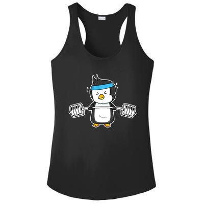 Penguin Weightlifting Funny Penguin Lovers Weightlifter Gym Premium Ladies PosiCharge Competitor Racerback Tank