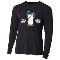 Penguin Weightlifting Funny Penguin Lovers Weightlifter Gym Premium Cooling Performance Long Sleeve Crew