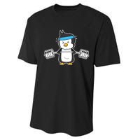 Penguin Weightlifting Funny Penguin Lovers Weightlifter Gym Premium Performance Sprint T-Shirt