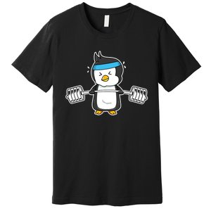 Penguin Weightlifting Funny Penguin Lovers Weightlifter Gym Premium Premium T-Shirt