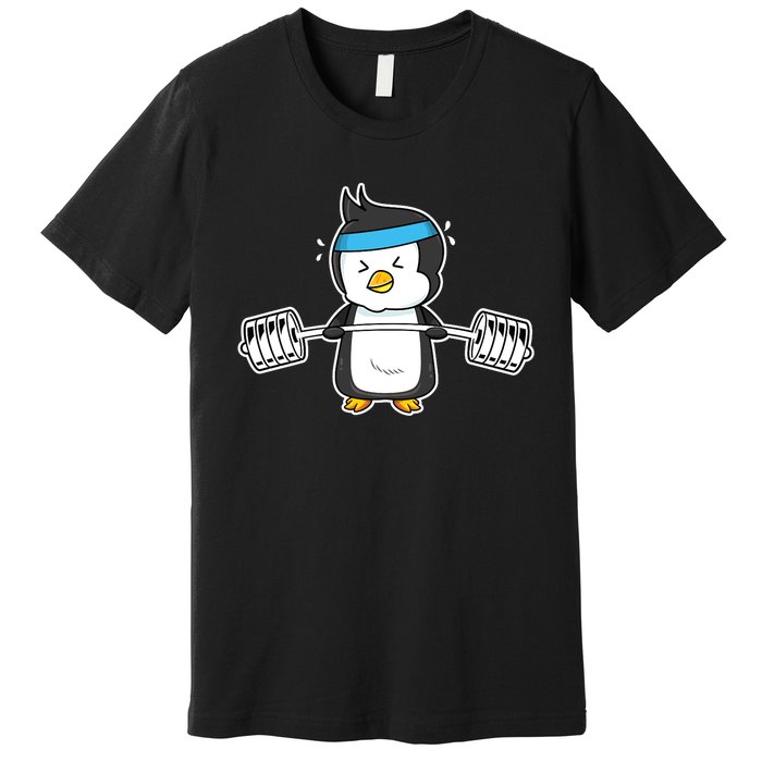 Penguin Weightlifting Funny Penguin Lovers Weightlifter Gym Premium Premium T-Shirt