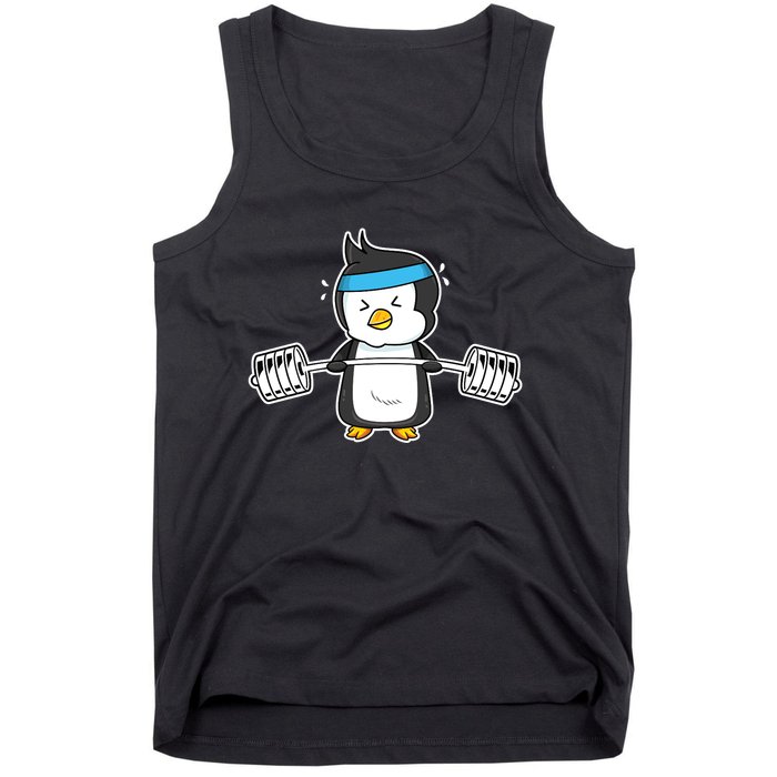 Penguin Weightlifting Funny Penguin Lovers Weightlifter Gym Premium Tank Top