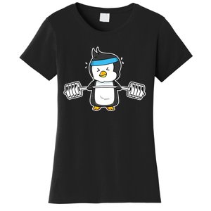 Penguin Weightlifting Funny Penguin Lovers Weightlifter Gym Premium Women's T-Shirt