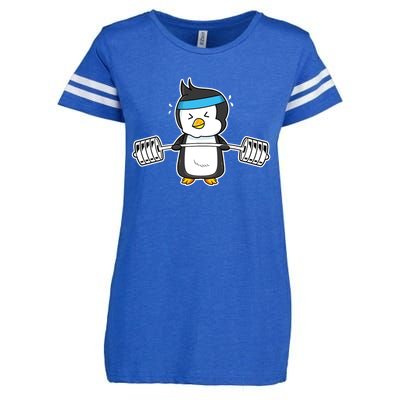 Penguin Weightlifting Funny Penguin Lovers Weightlifter Gym Premium Enza Ladies Jersey Football T-Shirt