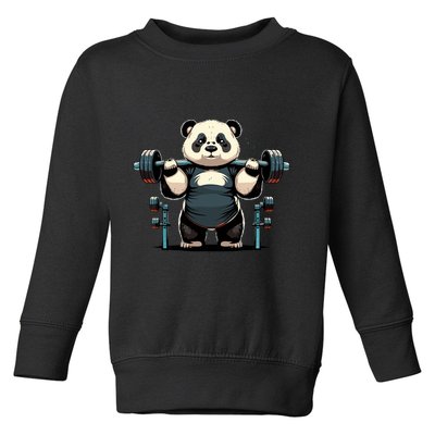 Panda Weightlifting Funny Fitness Gym Panda Toddler Sweatshirt