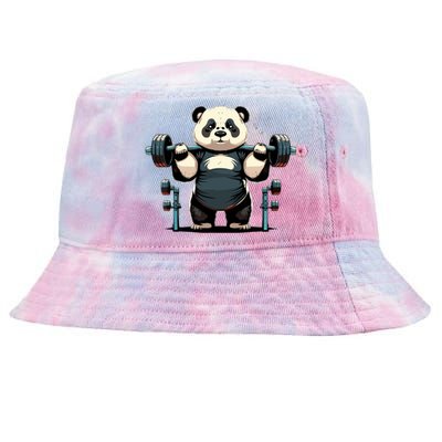 Panda Weightlifting Funny Fitness Gym Panda Tie-Dyed Bucket Hat