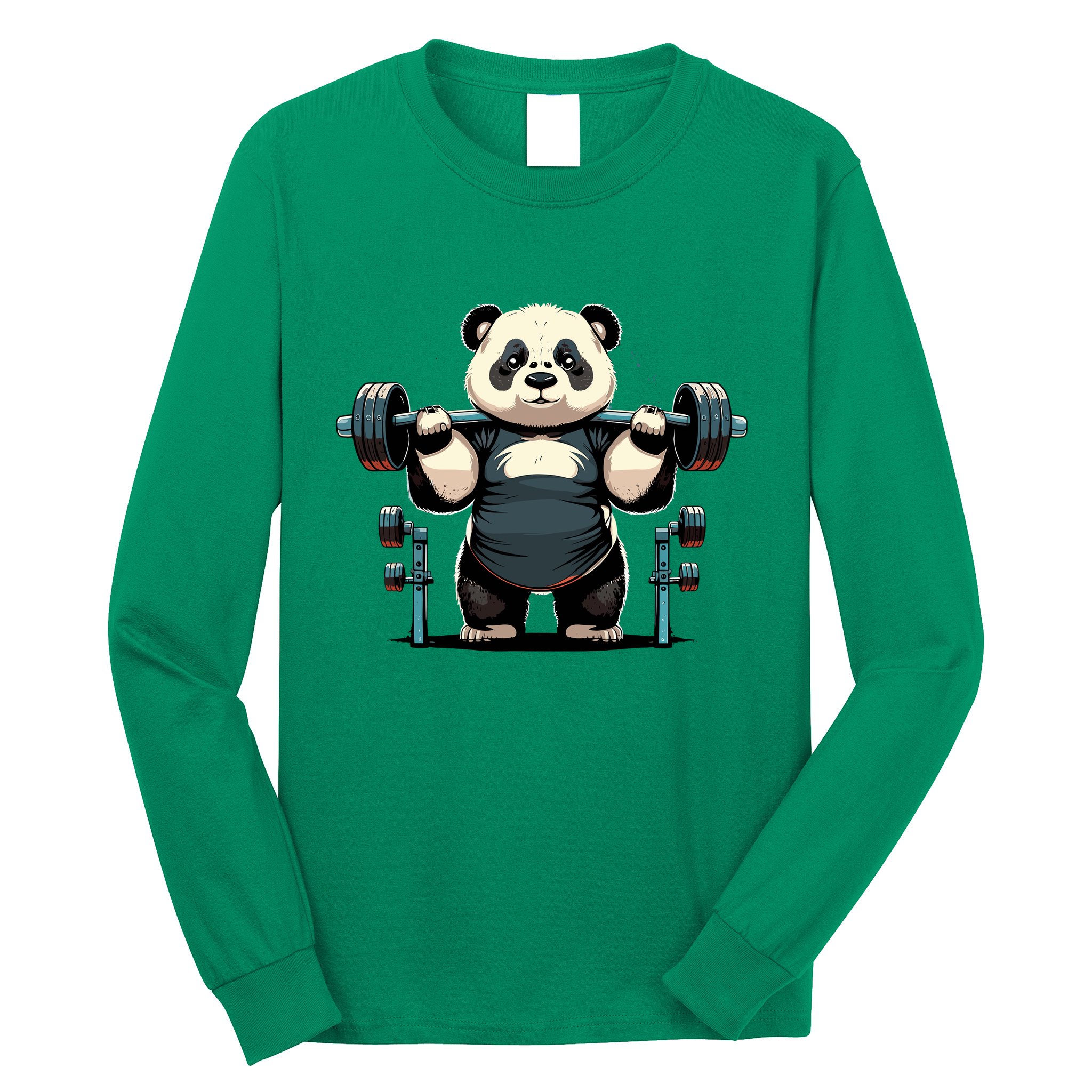 Panda Weightlifting Funny Fitness Gym Panda Long Sleeve Shirt