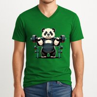 Panda Weightlifting Funny Fitness Gym Panda V-Neck T-Shirt