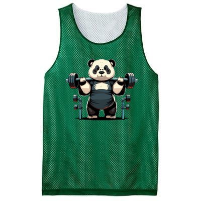 Panda Weightlifting Funny Fitness Gym Panda Mesh Reversible Basketball Jersey Tank