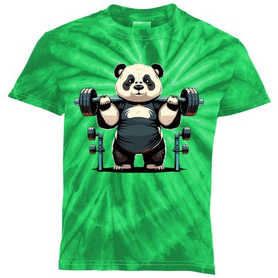 Panda Weightlifting Funny Fitness Gym Panda Kids Tie-Dye T-Shirt