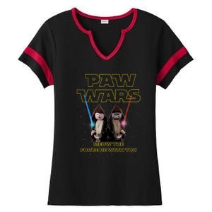 Paw Wars Funny Cat , Cat Lover , Cat Ladies Halftime Notch Neck Tee