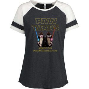 Paw Wars Funny Cat , Cat Lover , Cat Enza Ladies Jersey Colorblock Tee