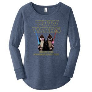 Paw Wars Funny Cat , Cat Lover , Cat Women's Perfect Tri Tunic Long Sleeve Shirt