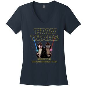 Paw Wars Funny Cat , Cat Lover , Cat Women's V-Neck T-Shirt