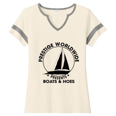 Prestige Worldwide Funny Cool Boats And Hoes Ladies Halftime Notch Neck Tee