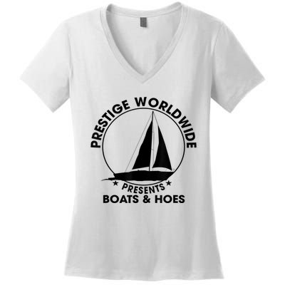 Prestige Worldwide Funny Cool Boats And Hoes Women's V-Neck T-Shirt