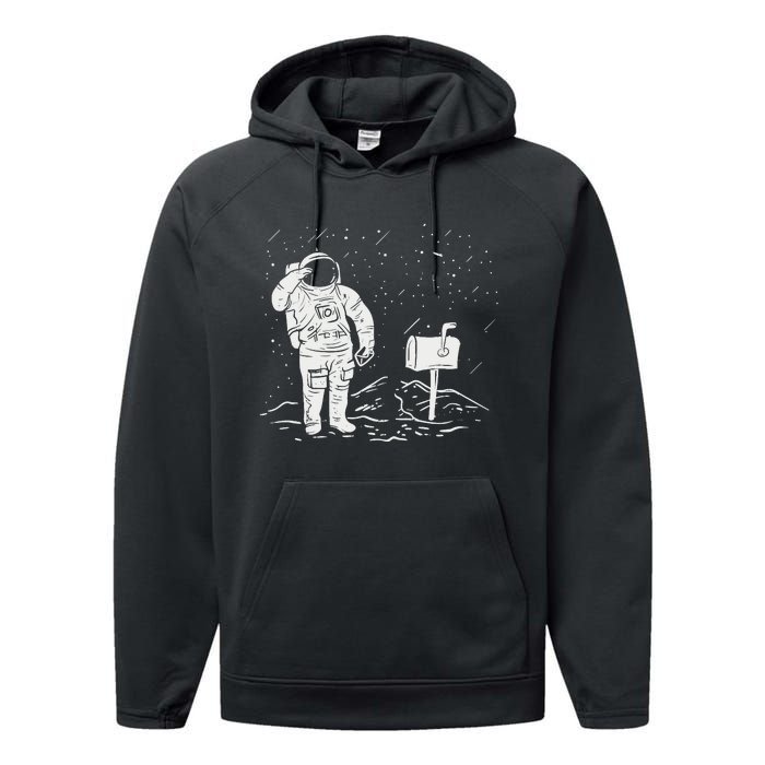 Postal Worker Funny For Delivery Mailman Astronaut Performance Fleece Hoodie